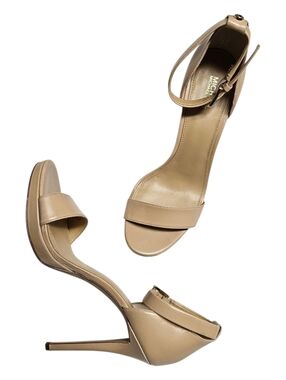 MICHAEL Michael Kors Beige Ankle-Strap Stiletto Sandals